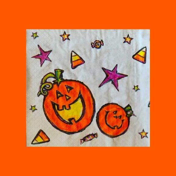 VTG 90s Halloween Black Cat Jack-o-Lantern Cocktail Party Napkins 24 Count NIP - Picture 5 of 6